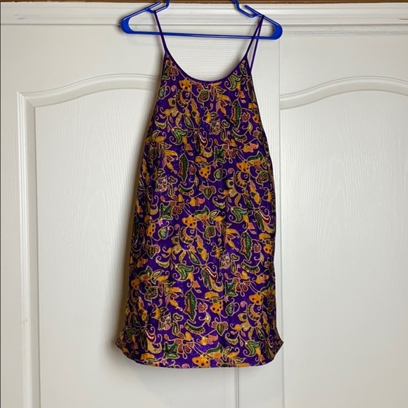 VINTAGE PURPLE PAISLEY SATIN SLIP LINGERIE DRESS